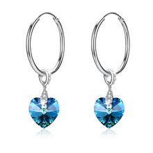 Exquisite Crystals from Austria Drop Earrings Women 925 Sterling Silver Heart Pendant Earrings for Lady Party Earrings Gift 2024 - buy cheap
