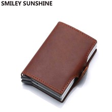 Crazy Horse Genuine Leather Men Wallet Money Bag Rfid id Credit Card Wallet Mini Slim Male Metal Smart Wallet Small Thin Purses 2024 - buy cheap