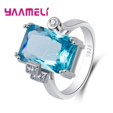 Anillo de plata esterlina 925 para mujer, joyería de circonita AAA con piedras de circonita azul Lack LW, bisutería de boda 2024 - compra barato