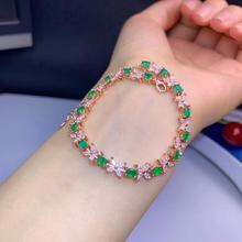 charming natural emerald  bracelet for women jewelry natural gemstone real 925 silver gold plated girl party date gift green gem 2024 - buy cheap