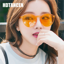 HDTANCEN Fashion Women Rimless Sunglasses Transparent Shades Sun Glasses Female Cool Candy Color UV400 Eyewear Oculos De Sol 2024 - buy cheap