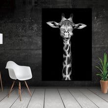 Pintura minimalista moderna en blanco y negro, retrato de jirafa, arte de pared, lienzo, póster, imagen de decoración del hogar para sala de estar 2024 - compra barato