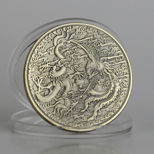 Traditional Chinese Dragon and Phoenix Commemorative Coin 40mm Copper China Twin Bliss Good Fortune 2024 - buy cheap