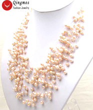 Qingmos-collar de perlas de color rosa para mujer, Gargantilla redonda de 6mm, Natural, para agua dulce, 20 hebras, 18 ", nec2561 2024 - compra barato
