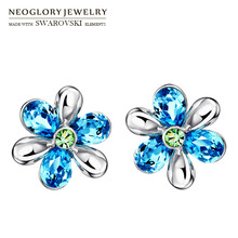 Neoglory Austria Crystal & Auden Rhinestone Stud Earrings Flower Design Alloy Plated Youthful Style Jewelry For Girl 2024 - buy cheap