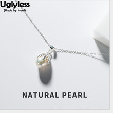 Uglyless-colgante de perlas naturales de agua dulce para mujer, de Plata de Ley 925 auténtica, collares de perlas de gota de agua, sin cadenas, joyería fina 2024 - compra barato