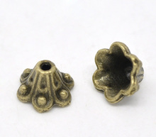 Zinc metal alloy Beads Caps Flower Antique Bronze(Fits 8mm Beads)Dot Pattern 10mm(3/8")x 5mm(2/8"),20 PCs new 2024 - buy cheap