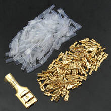 100pcs 4.8mm Brass Crimp Terminal Female Spade Connector & Insulating Sleeve Crimping Terminal 22-16AWG 2024 - buy cheap