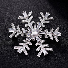 Winter Snowflake Lady Brooch Sparkling Crystal Copper Large Brooch Pins Jewelry Brooches Women Christmas Gift 2024 - buy cheap