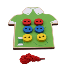 Детские обучающие игрушки по методике Монтессори, деревянные бусины, доска для шнуровки, игрушки для малышей, пришивные кнопки, обучающая головоломка для раннего развития 2024 - купить недорого