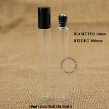 Wholesale 100pcs/Lot 10ml Glass Perfume Bottle 1/3OZ Essential Oil Women Cosmetic Container Small Refillable Pot Black Lid Pot 2024 - buy cheap