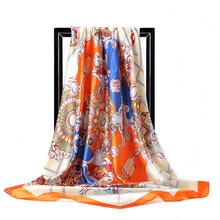 Fashion Scarfs for Women Chain Print Silk Scarf Female 90cm Square Shawl Bandana for Head Satin Large Hijab Scarfs For Ladies 2024 - buy cheap