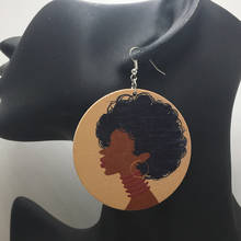Free Shipping!  African Woman Wooden Earrings 2024 - buy cheap