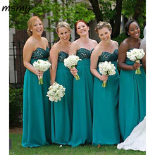 New Elegant A-Line Bridesmaid Dresses Sleeveless Sweetheart Green Chiffon Cheap Long Bridesmaid Dresses With Lace Custom Made 2024 - buy cheap