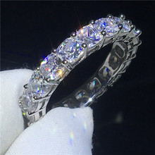 Кольцо Вечность обещание серебристое обручальное кольцо с кубическим цирконием AAAAA обручальное кольцо для женщин и мужчин ювелирные изделия для вечерние Ринок 2024 - купить недорого