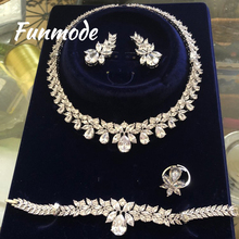 Funmode Super Sparking Brilliant AAA Cubic Zircon Water Drop Jewelry Set for Women Wedding Jewelry Sets Dress Accessories F008K 2024 - buy cheap