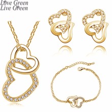 3 in set women brand wedding austrian Crystal rhinestones Heart pendant necklace bracelet earrings fashion Jewelry Sets 80017 2024 - buy cheap