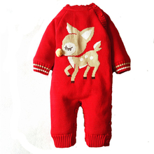 Baby Warm Rompers Newborn Boys Girls Sweater Christmas Kid Deer Plush Hooded Outwear Knitted Cotton Single Breasted Babe Rompers 2024 - buy cheap
