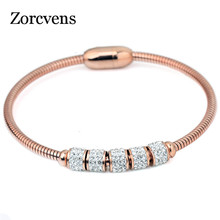 ZORCVENS 2022 New Fashion Crystal Magnetic Bangle For Women Stainless Steel Charm Bracelet Bangles 2024 - buy cheap
