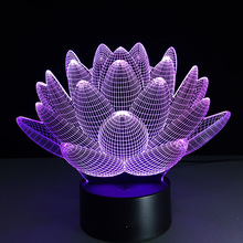 Lámpara Led 3d de loto, interruptor de toque remoto, flores, 7, cambio de colores, lámpara LED USB de escritorio, lámpara de luz de noche 3D, lámpara de ilusión visual 2024 - compra barato
