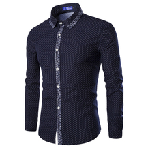 New 2018 Fashion Shirt Men Slim Fit Spot Design Lace Brand Clothing Long Sleeve Casual Shirt Chemise Homme Plus Size 2XL 16TC704 2024 - buy cheap