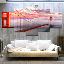 Póster Artístico impreso de puente de Puerta Dorada, cuadro de pintura abstracta Pintura Modular, arte de pared para decoración del hogar, 5 piezas 2024 - compra barato