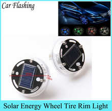 Car Flashing 1pcs Auto Led Solar Energy Flash Wheel Tire Rim Light Colorful Waterproof Decorative Lighting 2024 - buy cheap