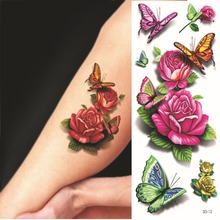 3D временная татуировка с бабочкой, 1 шт., временная татуировка, боди-арт, флеш-тату, Наклейки на стены, случайные, водонепроницаемые, для домашнего декора 2024 - купить недорого