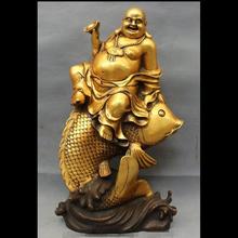 Yuanbao-fu bronze chinês + 17 polegadas., estátua de buda maitreya risonho, feliz 2024 - compre barato