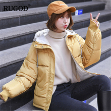 RUGOD 2019 New Outono Inverno Mulheres Casaco Com Capuz Oversize Sólida Grandes Bolsos Mujer Jaqueta Cutton Quente Ins Coreano Casual Doce casacos 2024 - compre barato