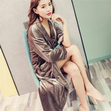 Gold Velvet Robe Gown Set Sexy Women Nightwear Luxury Bathrobe Home Dress Sleepwear Female Sleep-Dress Ma394 2024 - buy cheap