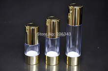15ml airless bottle with UV gold pump and bottom,lotion bottle used for Cosmetic Container 2024 - buy cheap