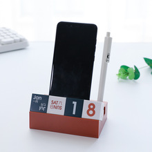 Cubo creativo para teléfono con calendario perpetuo, portalápices multifunción, escritorio, calendario, papelería, 2022 2024 - compra barato