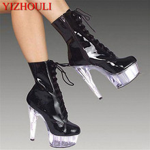 Stylish 15cm Platforms High Heel Shoes, Pole Dance / Model Shoes, 6 Inch Ankle Boots, Sexy Crystal Bootie 2024 - buy cheap