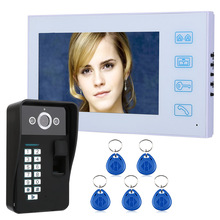 Дверной видеодомофон TFT с идентификацией по отпечатку пальца и RFID-паролем диагональю 7 дюймов, дверной звонок со стандартной HD-камерой 1000TVL 2024 - купить недорого