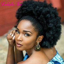10inch High Puff Afro Curly Wig Ponytail Drawstring Short Afro Kinky Pony Tail Clip in on Synthetic Kinky Curly Hair Bun 2024 - купить недорого