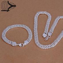 Wholesale 925 Sterling Silver Jewelry Set,Cheap Bridal Party Sets,Mens 10M Whole Side Fashion Necklace Bracelet Two pieces 2024 - buy cheap