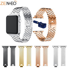 Роскошный ремешок для часов из нержавеющей стали для Apple Watch Series 3 2 1 42 мм 38 мм ремешок для apple watch 4 40 мм 44 мм браслет 2024 - купить недорого
