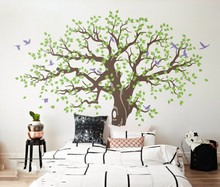 269X233cm Large Green Tree With Birds Wall Sticker Vinyl Living Room Wall Art Home Decor 3d Poster vinilos paredes Mural D984 2024 - buy cheap