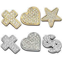 3cm 3D Metal Diamonds Stud Cross Heart Star Dollar Symbols DIY Styling Emblem Sticker Funny Cute Text Golden Silver Top Quality 2024 - buy cheap