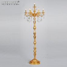 Lámpara de pie de bronce, Cristal dorado o plateado, luminaria de pie, candelabro de Cristal, iluminación, centro de mesa 2024 - compra barato