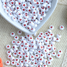 Белый и красный любовь сердце акриловый плоские круглые бусины для изготовления ювелирных изделий 7X3mm 200 шт YKL0146X 2024 - купить недорого