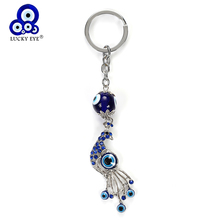 Chaveiro olho da sorte pavão, chaveiro cristal azul de mau olhado com animais chaveiro de corrente para chaveiro de carro para mulheres e homens ey4932 2024 - compre barato