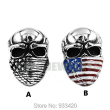 Free shipping! American Flag Skull Biker Ring Stainless Steel Jewelry Gothic Infidel Skull Motor Biker Men Ring SWR0368 2024 - buy cheap