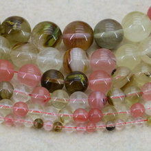 4-14mm Pink multicolor watermelon tourmaline round loose beads 15" size optional DIY  wholesale and retai 2024 - buy cheap