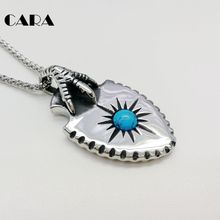 2021 New 316L stainless steel eagle claw shield necklace Indian style Blue stone sun eagle pendant necklace jewelry CARA0434 2024 - buy cheap