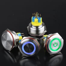 30mm Metal Push Button Switch with LED 12V 110V 220V STainless Steel Shell Pin Feet for Industrial Device Elevators Motor Cars 2024 - buy cheap