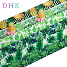 DHK 5/8'' 5yards pineapple tropical leaf printed Fold Elastic FOE stretch ribbon hairbow headwear headband DIY Wholesale C1538 2024 - buy cheap