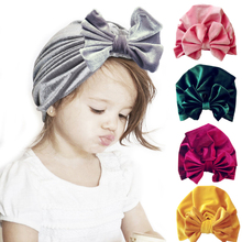 Christmas Baby Girl Caps Velvet Toddler Kids Turban Hat With Bowknot 0-3Yrs Bebe Beanie Autumn Winter Bonnet Headwear 2024 - buy cheap