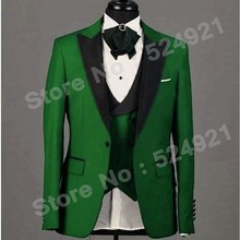 Terno masculino padrinho verde com lapela, mais novo terno para casamento blazer (jaqueta + calça + colete + gravata) c457 2024 - compre barato